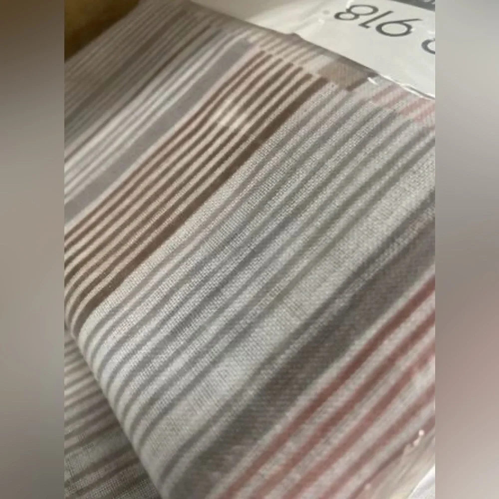 No. 918 Colby Offset Stripes Sheer Rod Pocket Curtain Panel; 2 Single Panels